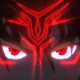 Crop of the main poster for Netflix's Tekken: Bloodline, showing the glowing eyes of the lead character Jin.